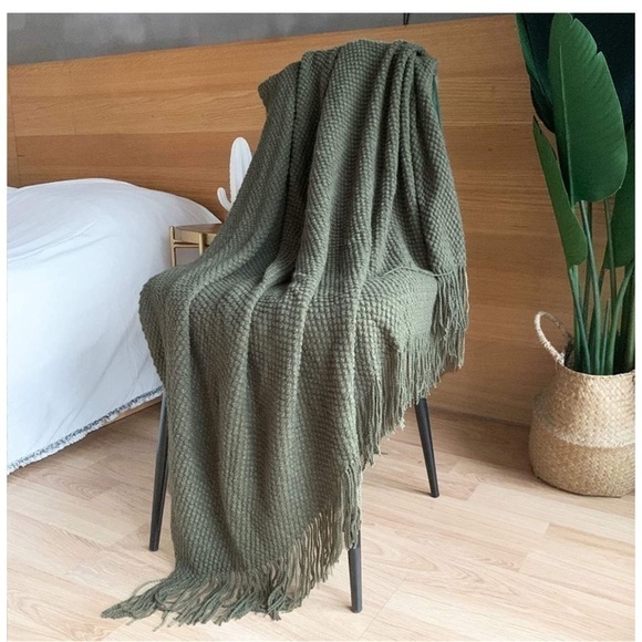 Light Grey Boho Tassel Chunky Knit Dorm/Living/Bedroom Cozy Casual Throw Blanket - Picture 13 of 16